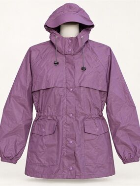 Vintage L.L.Bean Purple Hooded Rain Jacket Raincoat Women’s XL